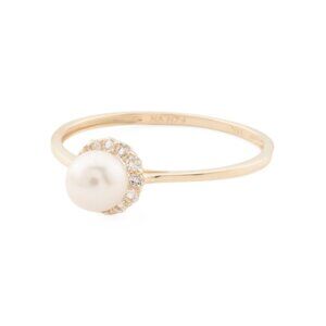 PEARL D'OR Gold/White Topaz 14kt Gold Pearl And White Topaz Cluster Ring